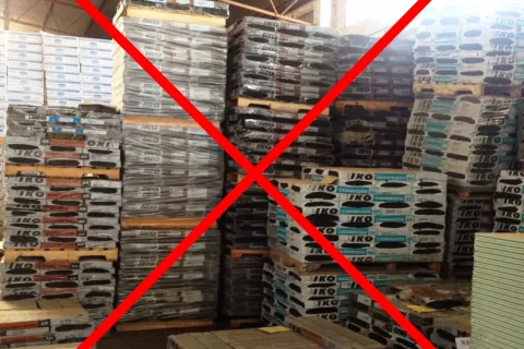 Do not stack roof shingles pallets on top of each other