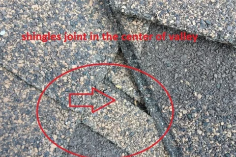 Do not join shingles in the center of the valley, roofer mistakes!